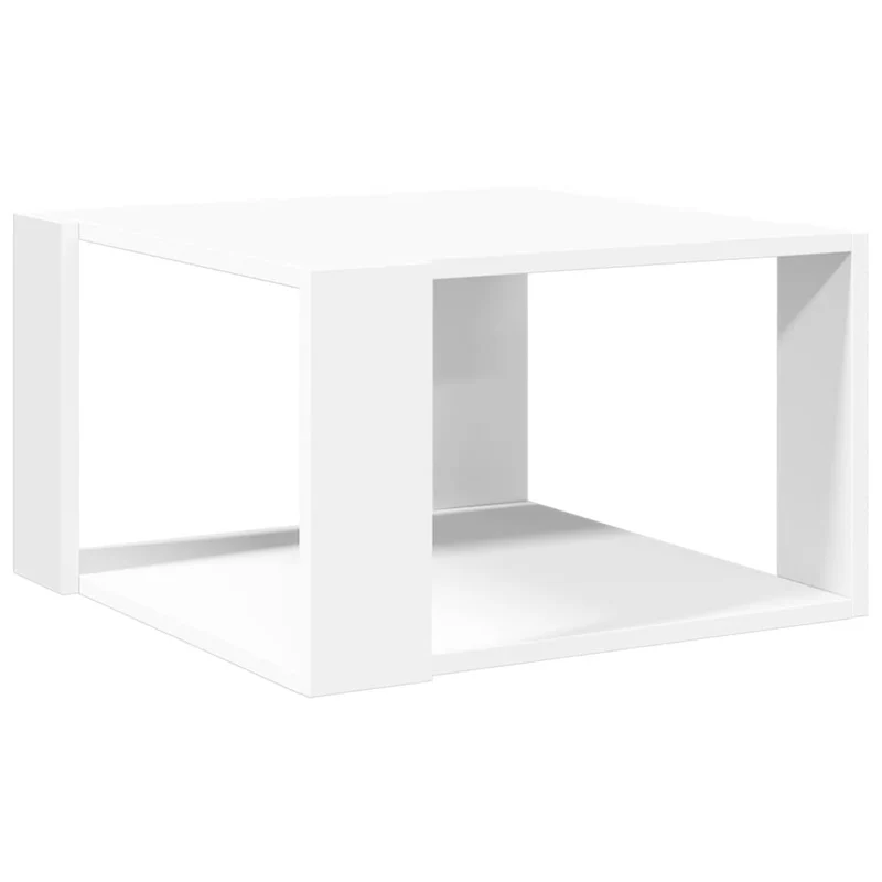 Table basse design moderne et contemporaine 51,5 x 51,5 x 30 cm bois d'ingénierie blanc DEC037890