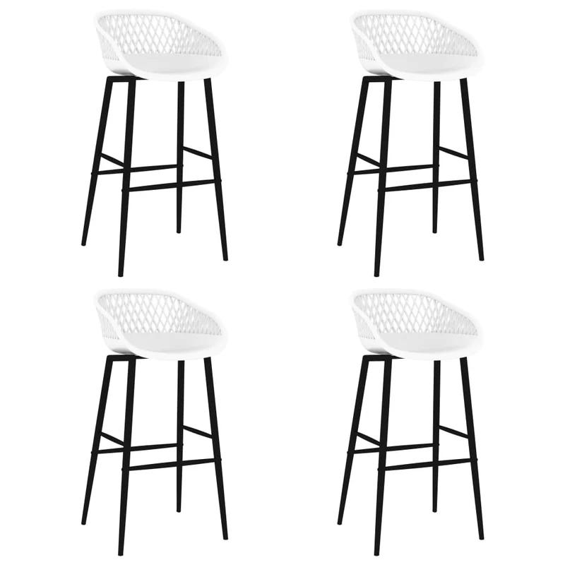 Tabourets de bar x4 chaises haute aspect de maille en PP blanc et métal DEC029410