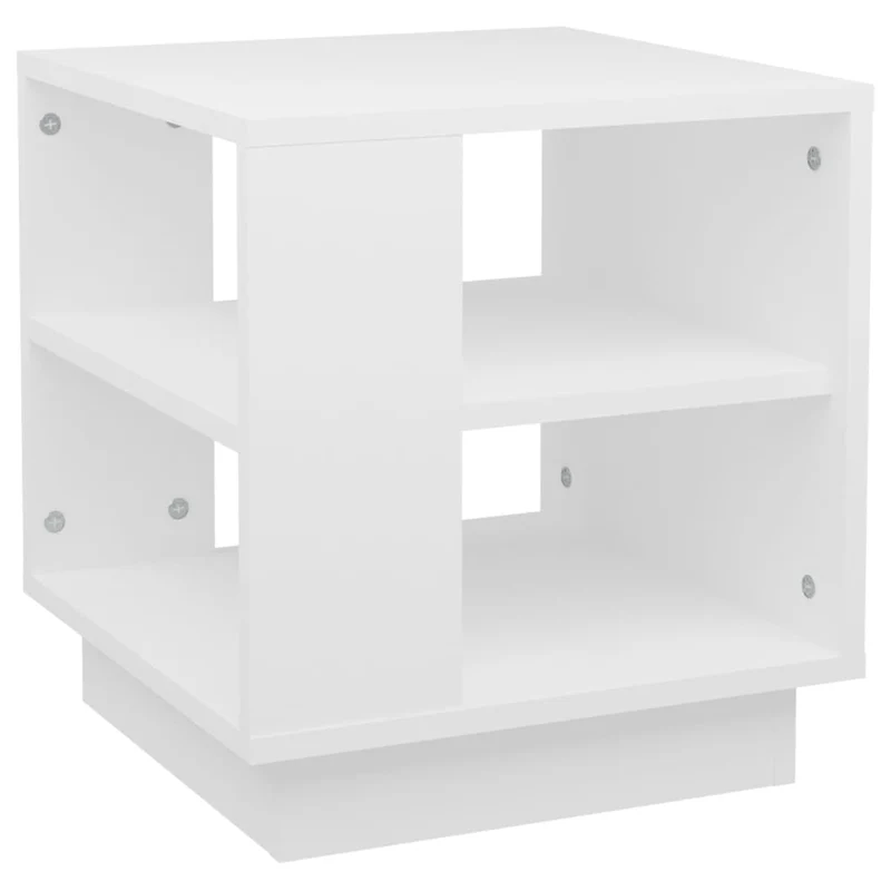 Table basse de salon avec étagères design moderne 40 x 40 x 43 cm bois d'ingénierie blanc DEC037865