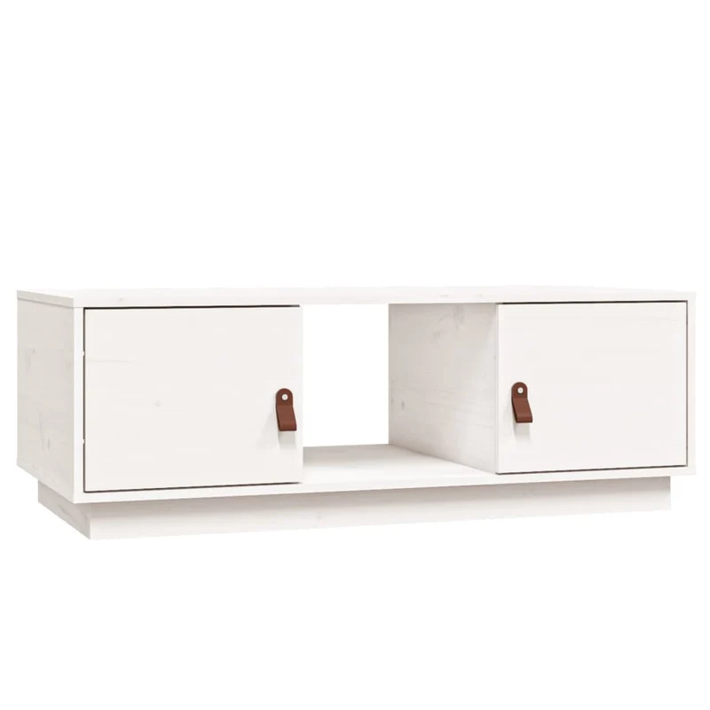 Table basse de salon avec compartiment de rangement design moderne 100 x 50 x 35 cm bois de pin blanc DEC037783