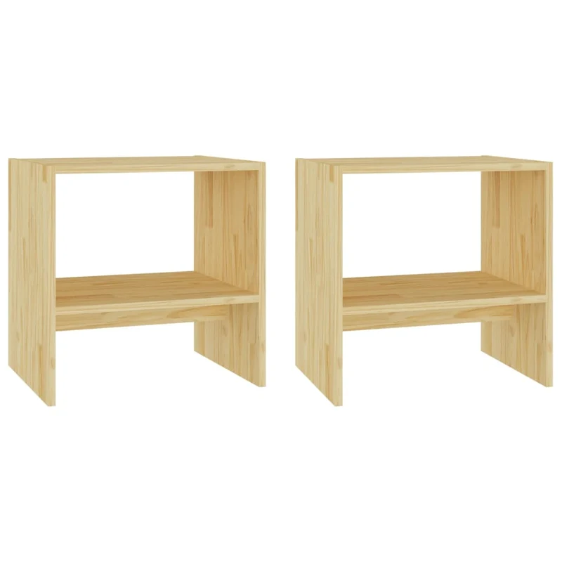 Lot de 2 tables de chevet avec étagère 40 x 30,5 x 40 cm bois de pin non traité DEC034755