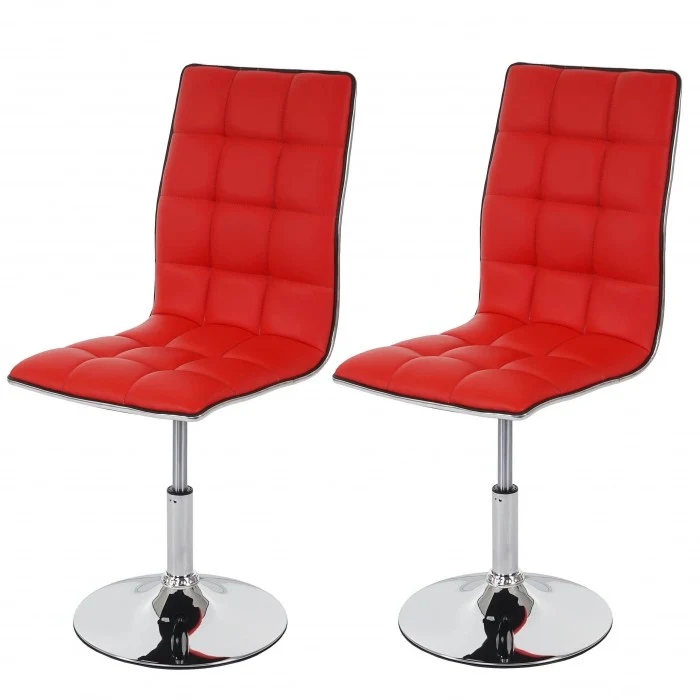 Lot de 2 chaises de salle à manger hauteur réglable en synthétique rouge CDS04076