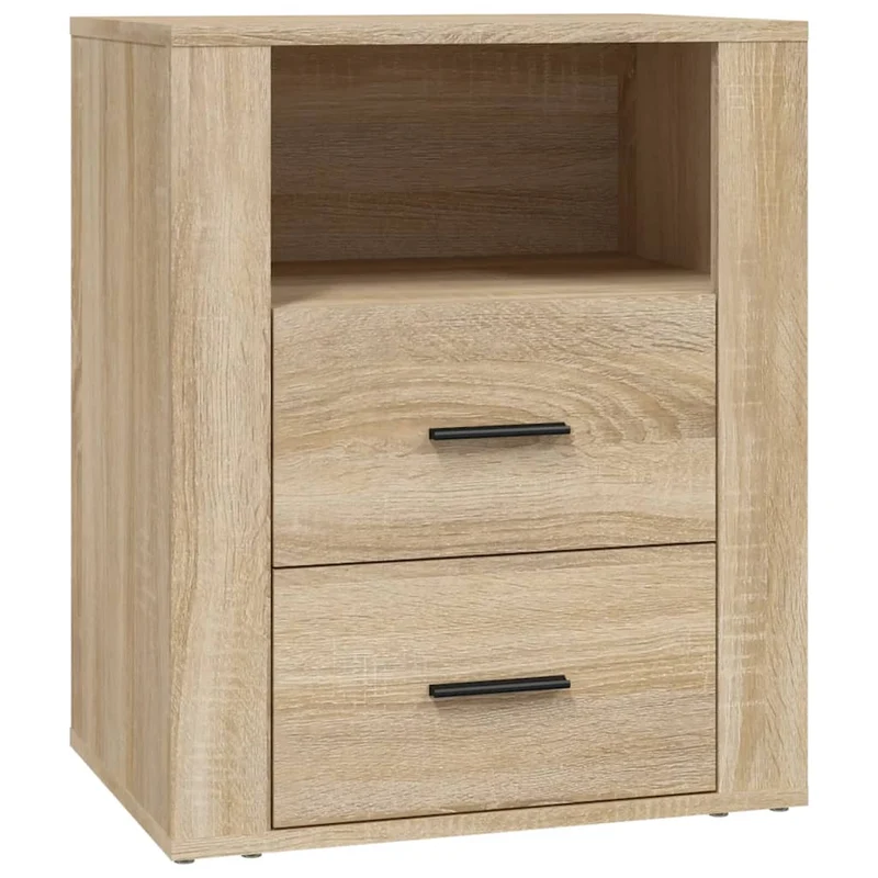 Table de chevet avec tiroirs et compartiment ouvert 50 x 36 x 60 cm bois d'ingénierie couleur chêne DEC033889