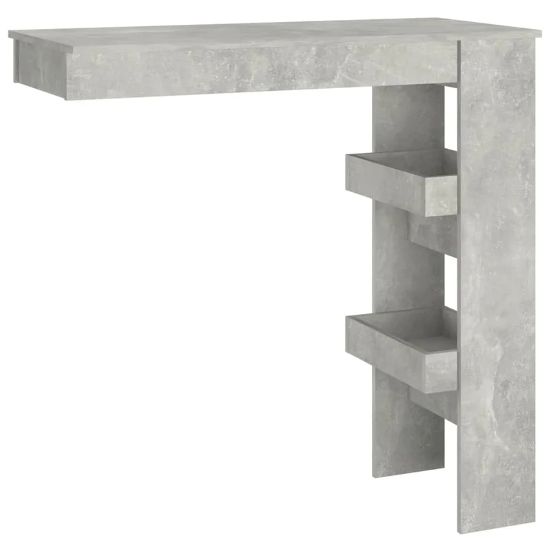 Table d’appoint multifonction murale avec étagères 102 x 45 x 103,5cm bois d'ingénierie gris DEC036476