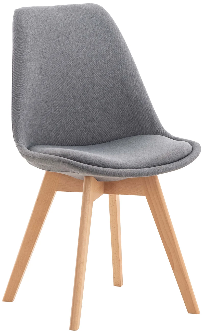 Chaise de salle à manger x1 design scandinave en tissu gris et pieds en bois clair 10_0002290