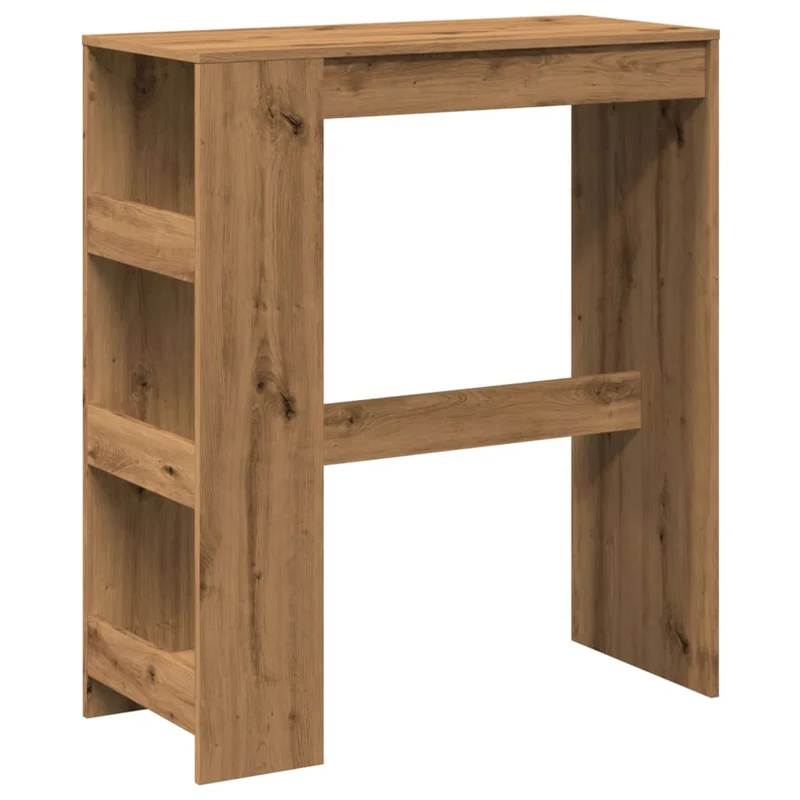 Table d’appoint multifonction avec étagères en bois d'ingénierie couleur chêne DEC036362
