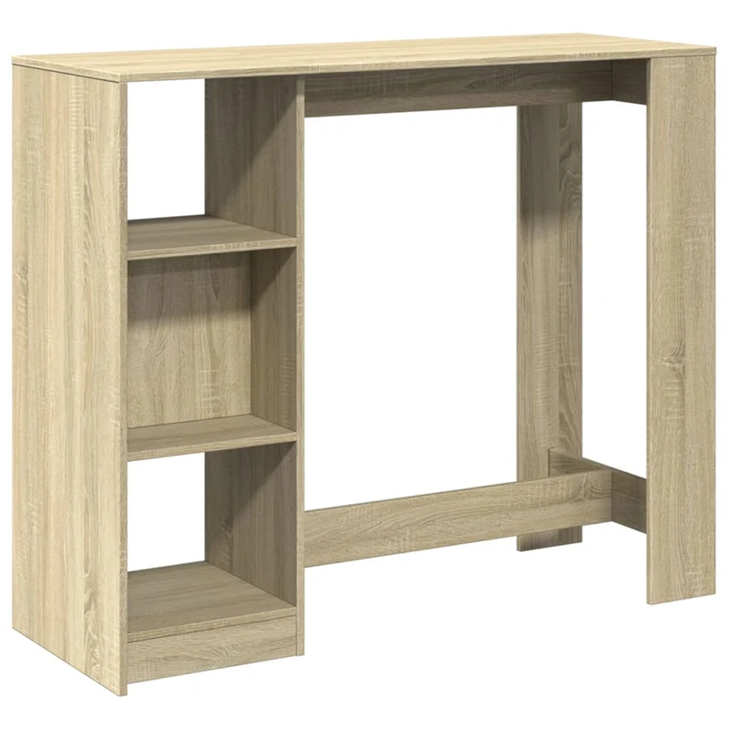 Table d’appoint multifonction avec étagère en bois d'ingénierie couleur chêne DEC036347