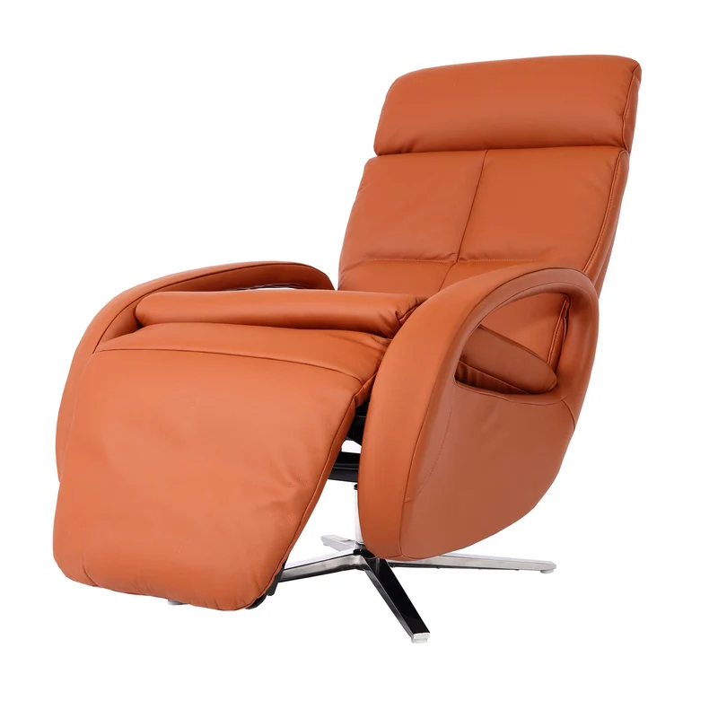 Fauteuil de relaxation fauteuil tv avec accoudoirs fonction inclinable rotatif en cuir marron terre cuite 04_0006832