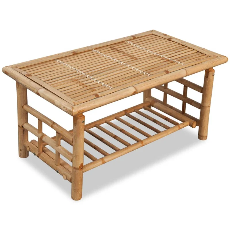 Table basse de salon style tropical 90 x 50 x 45 cm bambou marron DEC037767