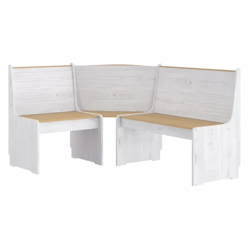 Banc d'angle pour cuisine ou salon 151 cm en bois couleur marron miel et blanc DEC025005