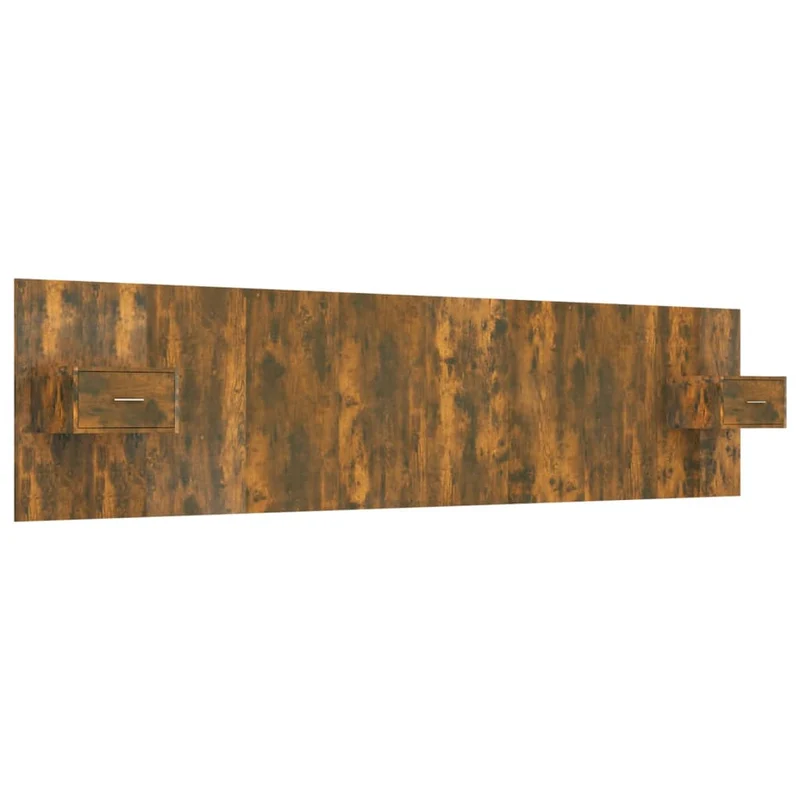 Tête de lit accessoire couchage chambre à coucher meuble avec chevet intégré étagère MDF marron clair TDL0205844