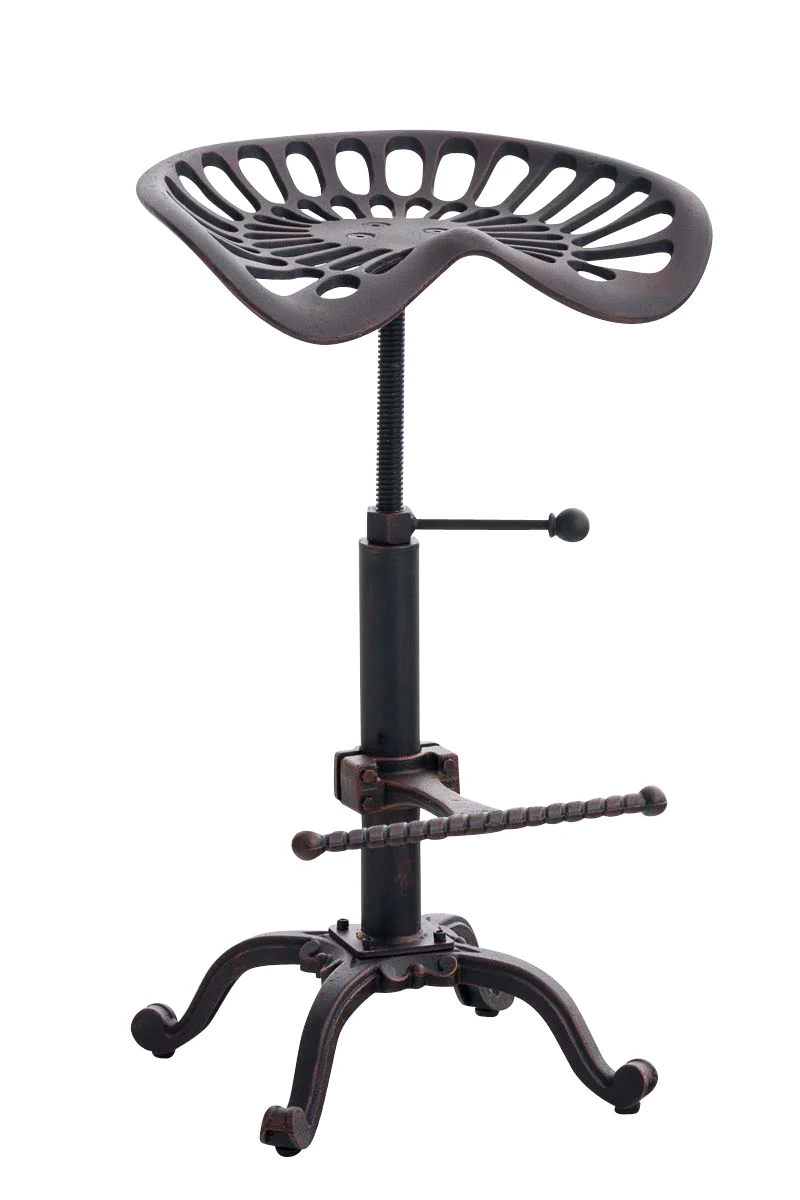 Tabouret de bar avec repose-pied design industriel métal bronze vieilli vintage TDB10404