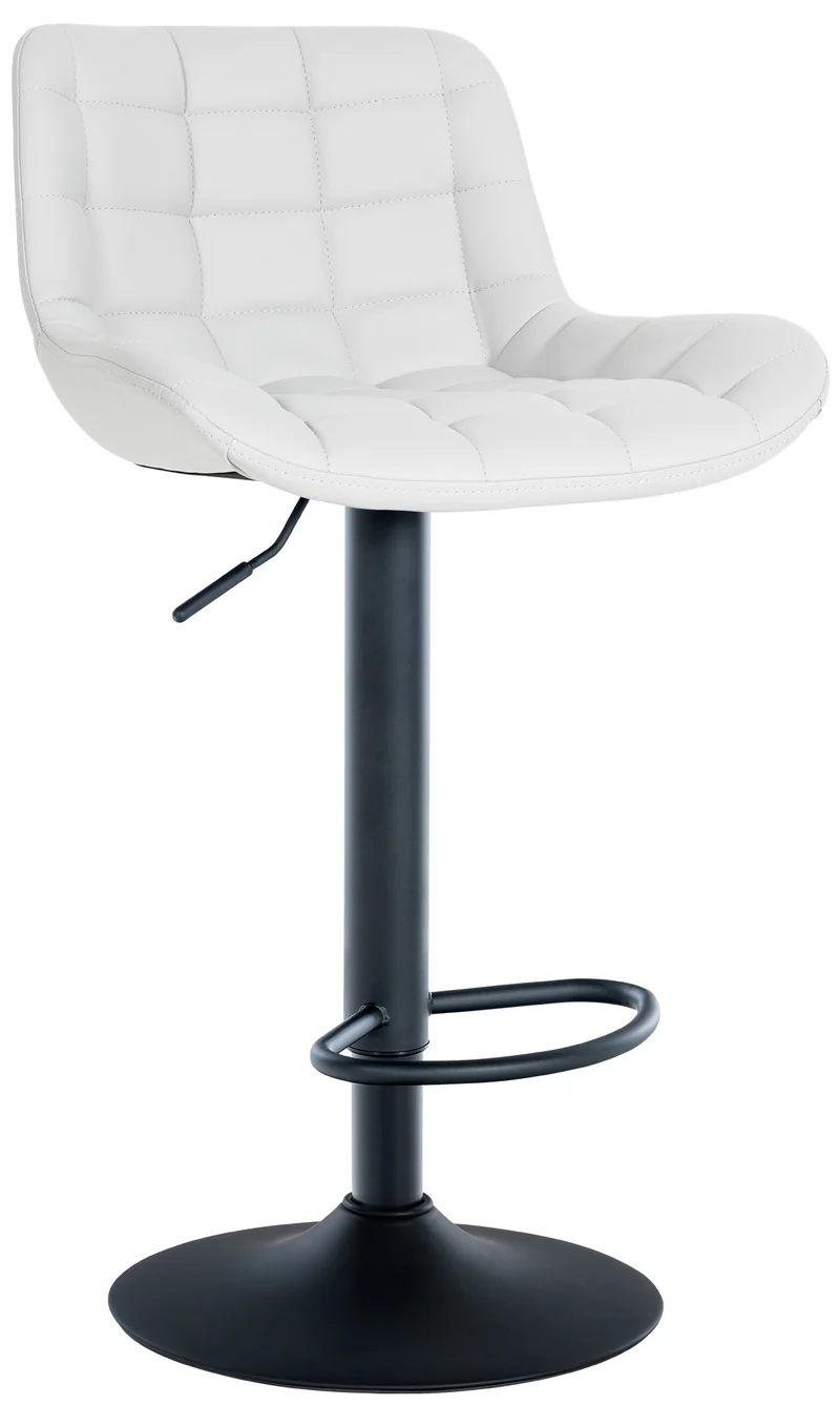 Tabouret de bar x1 structure métallique noir assise en PVC blanc avec surpiqûres 10_0005443