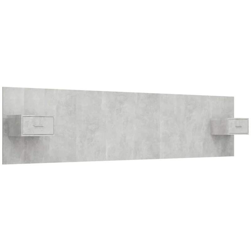 Tête de lit accessoire couchage chambre à coucher meuble avec chevet intégré étagère MDF gris TDL0205819