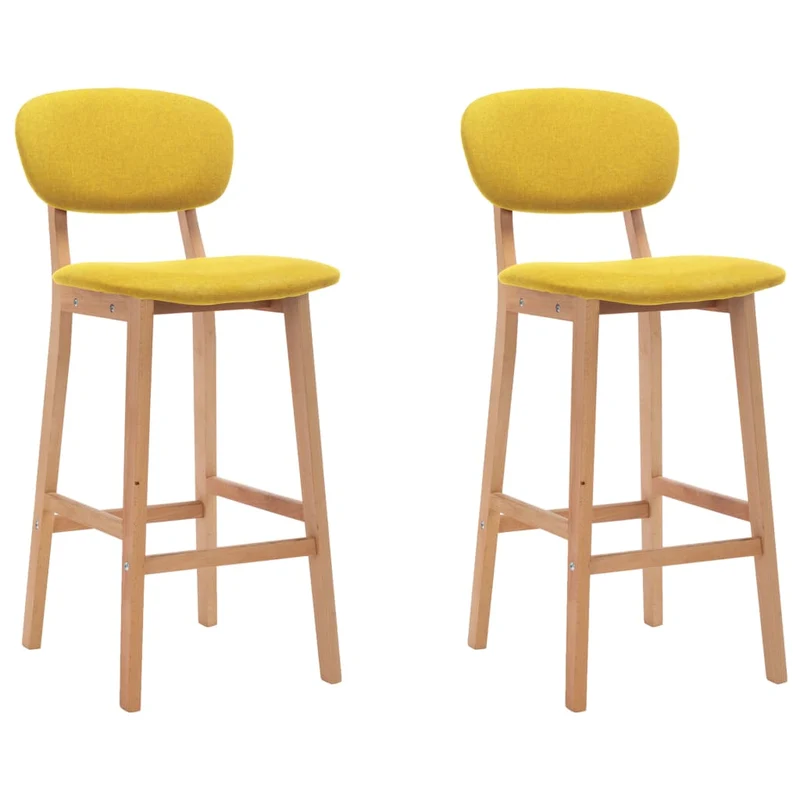 Lot de 2 tabourets de bar chaises hautes avec dossier en tissu jaune moutarde DEC029741