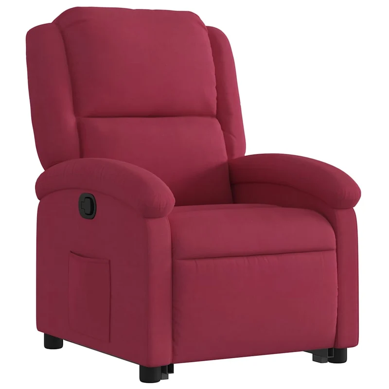 Fauteuil relax TV rembourrage confortable fonction de levage électrique en tissu velours bordeaux DEC028165