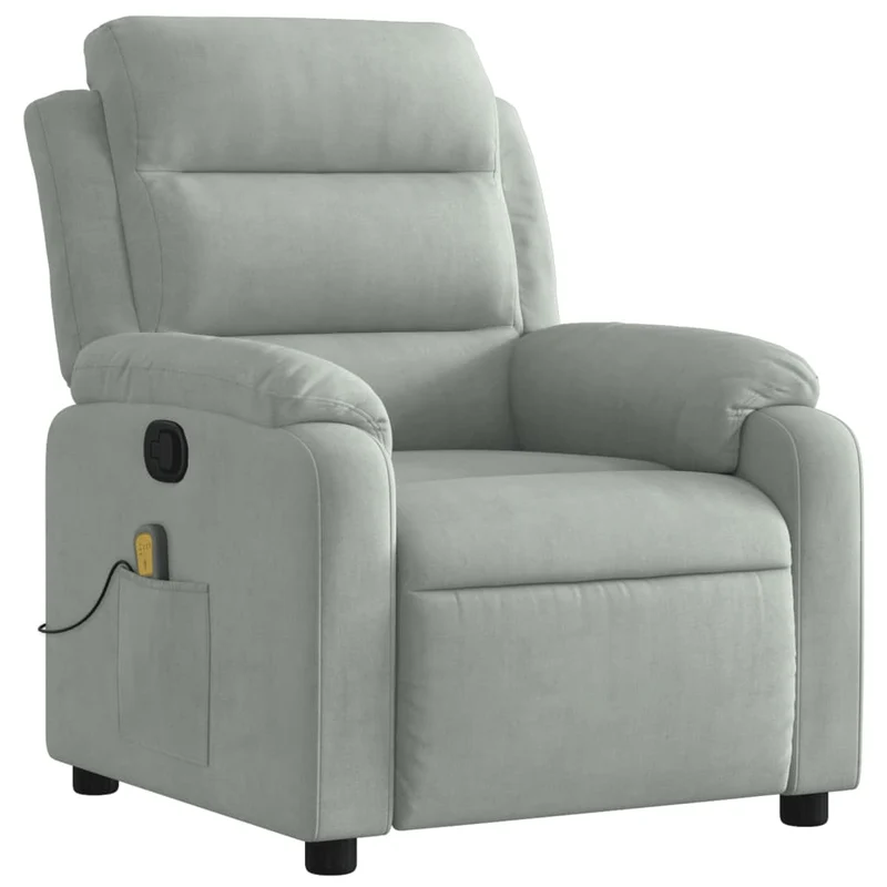 Fauteuil de relaxation TV fonction d'inclinaison manuelle 6 points de massage en velours gris clair DEC026933