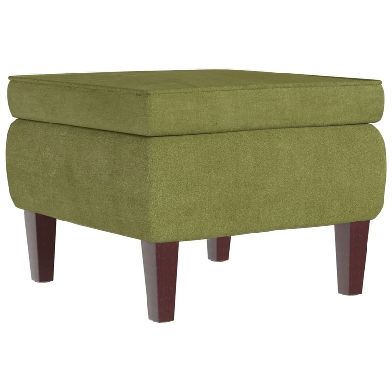 Tabouret assise avec pieds en bois tissu velours vert clair DEC026323