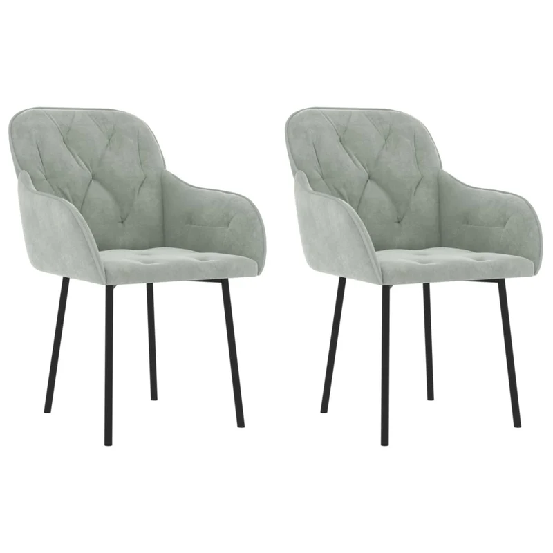 Set de 2 chaises de salle à manger en tissu velours gris clair et métal DEC025517