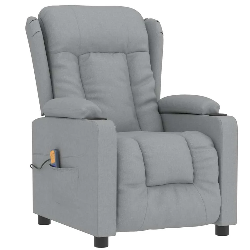 Fauteuil de relaxation avec fonction d'inclinaison manuelle et massage en tissu gris clair DEC029193