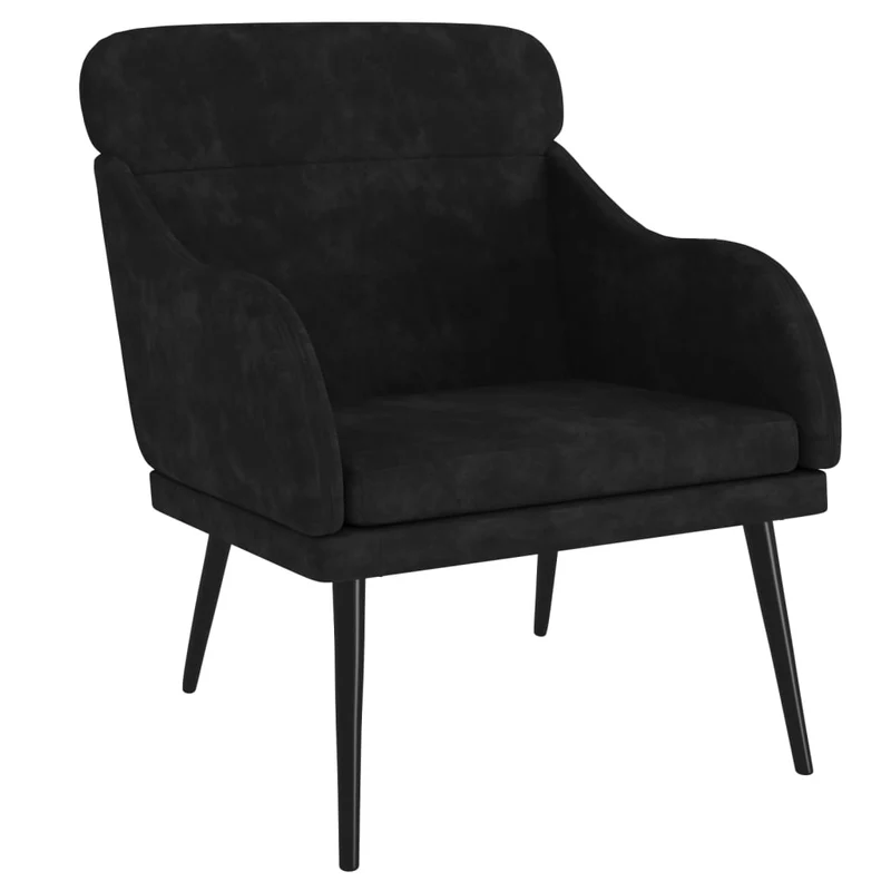 Fauteuil lounge design et moderne 63 x 76 x 80 cm velours noir et métal DEC028649