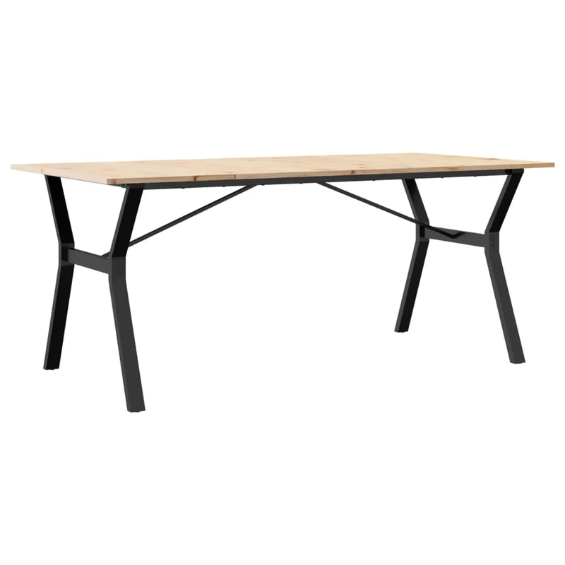 Table de salle à manger design industriel 180 x 90 x 75 cm bois de pin massif et acier DEC036828
