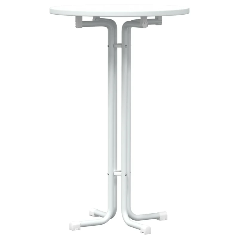 Table haute table de bar plateau pliable ø70 x 110 cm bois d'ingénierie et acier blanc DEC036776