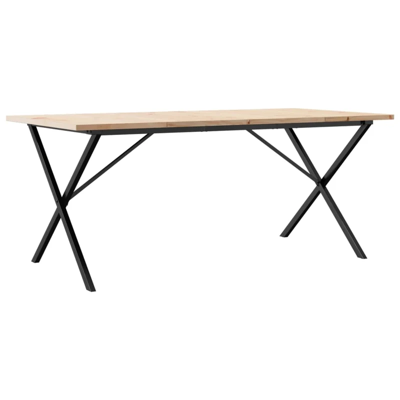 Table de salle à manger design industriel 180 x 90 x 75,5 cm bois pin massif et acier DEC036807