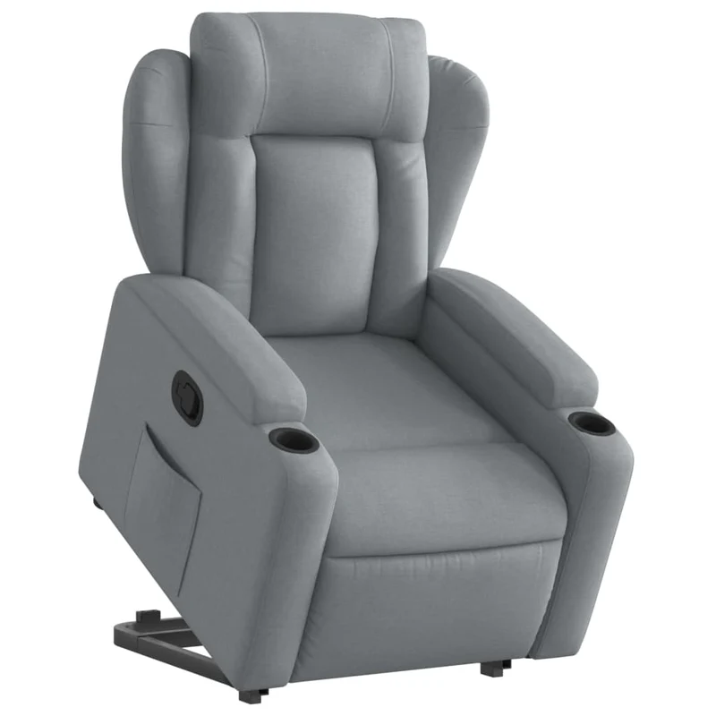 Fauteuil relax TV rembourrage confortable fonction de levage électrique en tissu gris clair DEC027906