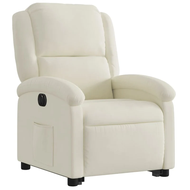Fauteuil relax TV fonction de levage électrique très confortable en velours crème DEC028297