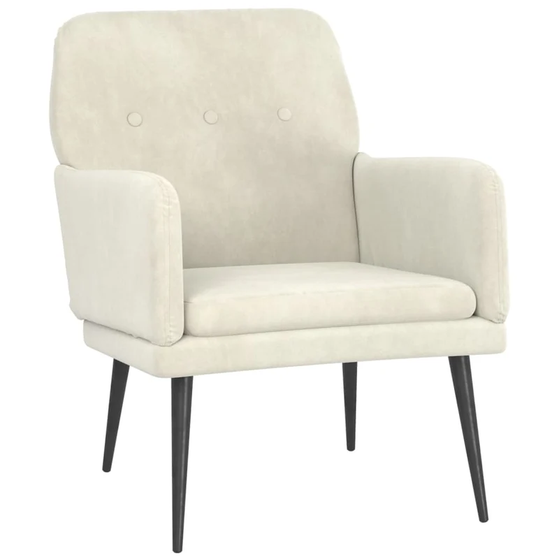 Fauteuil lounge design moderne 62 x 79 x 79 cm velours crème et métal DEC026863