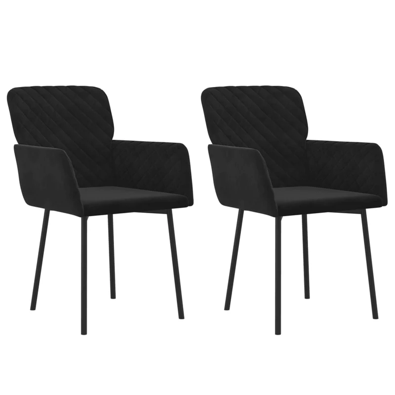 Set de 2 chaises de salle à manger en tissu velours noir et métal DEC025559
