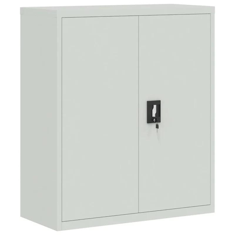 Caissons à tiroirs meuble de bureau avec étagères réglables portes verrouillables 90 x 40 x 105 cm acier gris DEC024539