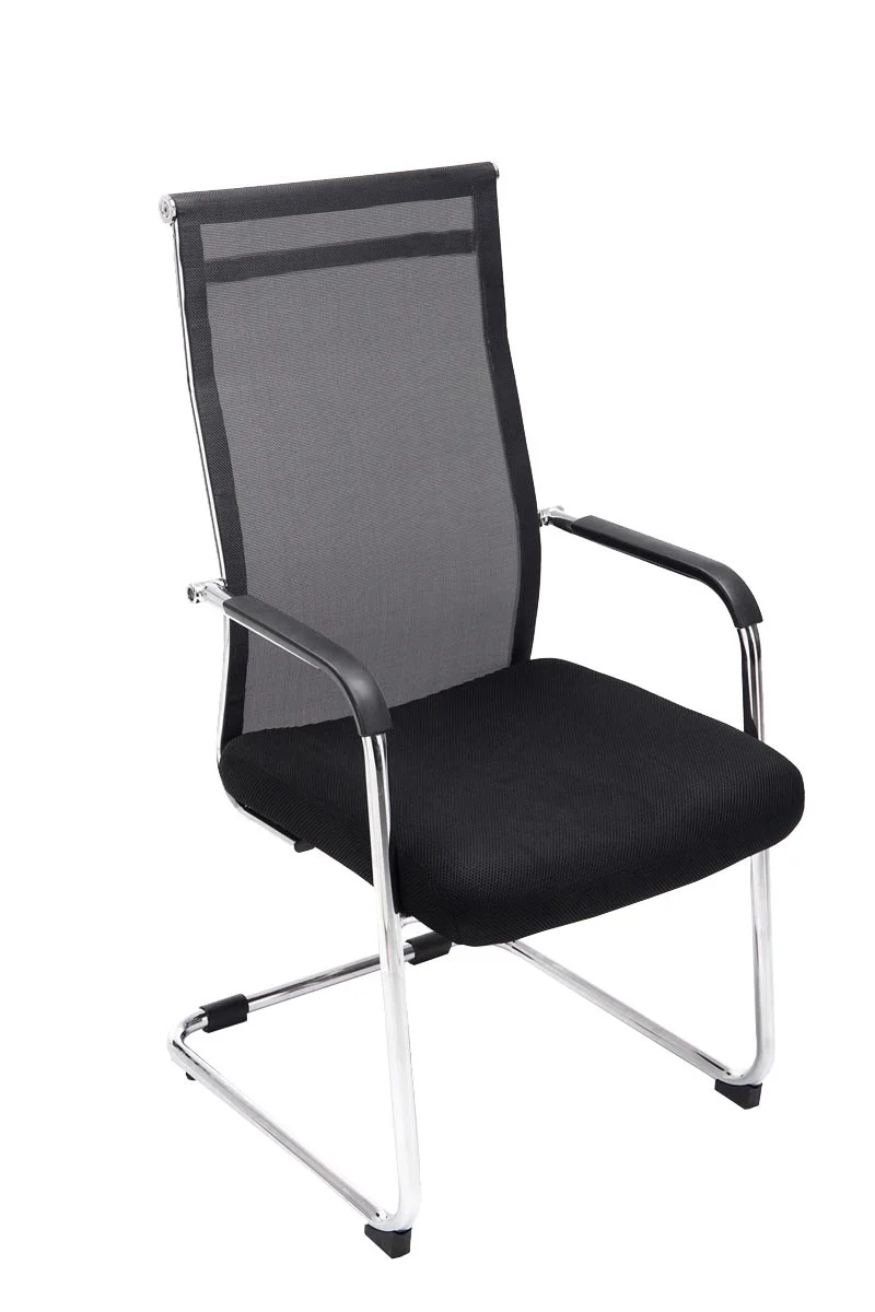Chaise pour visiteur fauteuil de bureau avec accoudoirs noir pieds chromé BUR10144