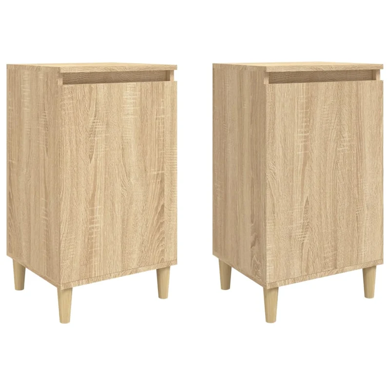 Lot de 2 tables de chevet avec étagères 40 x 35 x 70cm bois d'ingénierie couleur chêne DEC035885