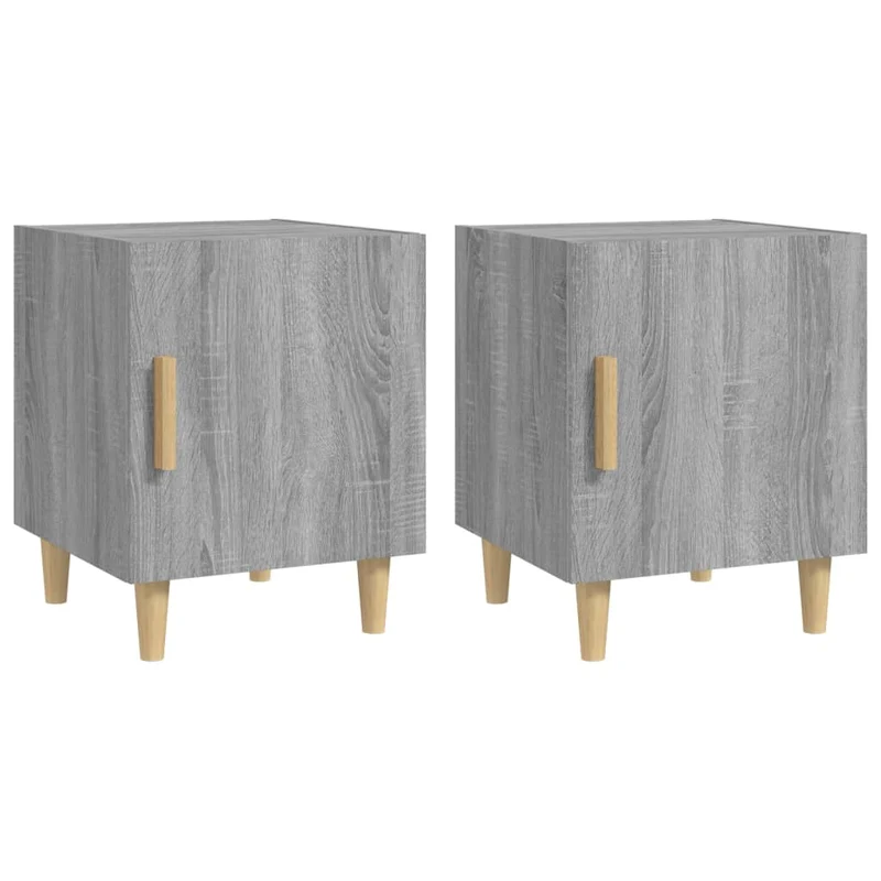 Lot de 2 tables de chevet 40 x 40 x 50 cm avec compartiment avec porte en bois d'ingénierie gris DEC035753