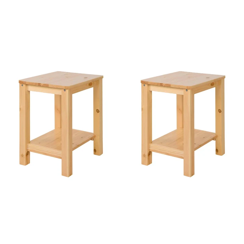 Lot de 2 tables de chevet tabourets modernes et intemporels en bois naturel MOC06020