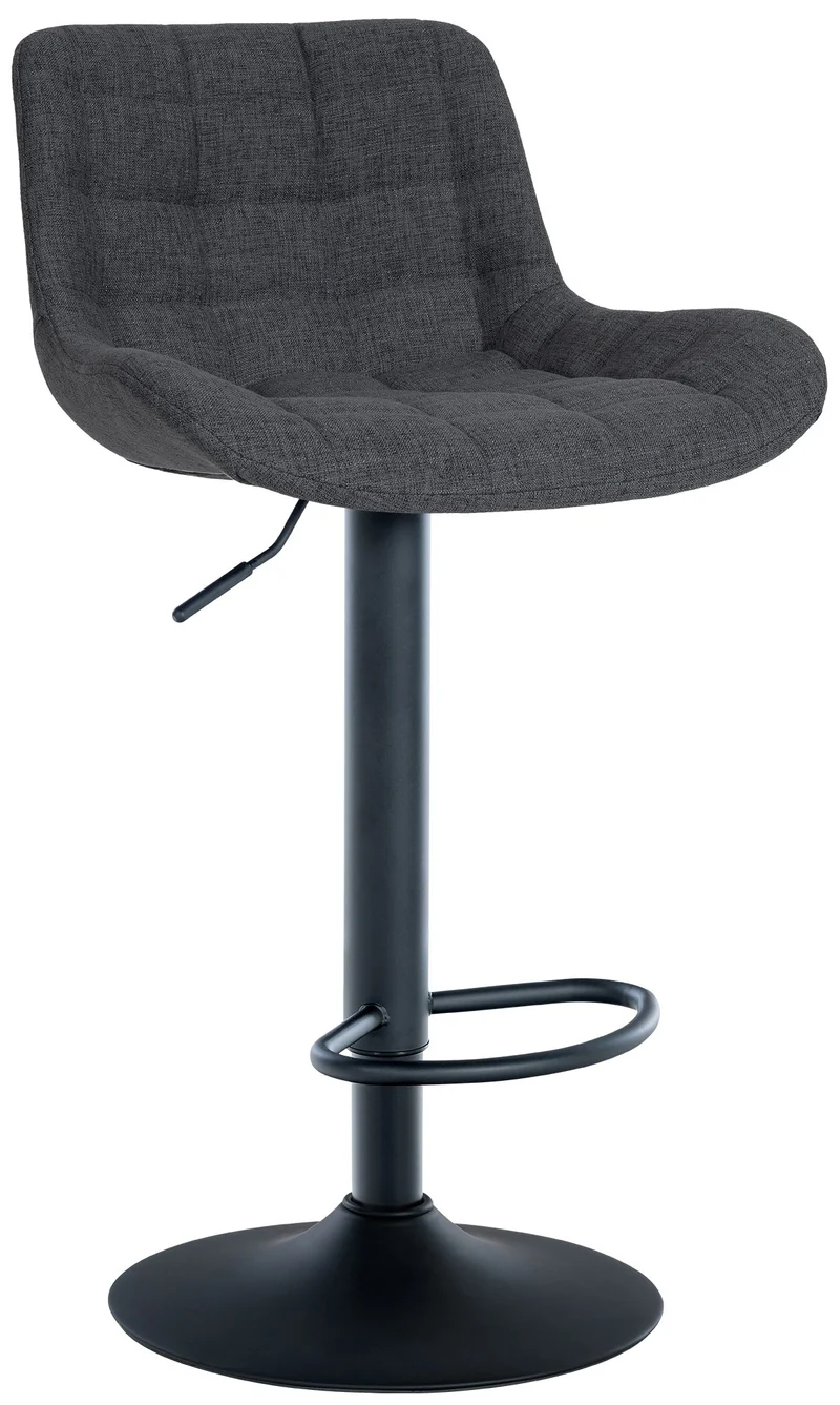 Tabouret de bar x1 structure métallique noir assise en tissu noir avec surpiqûres 10_0005450