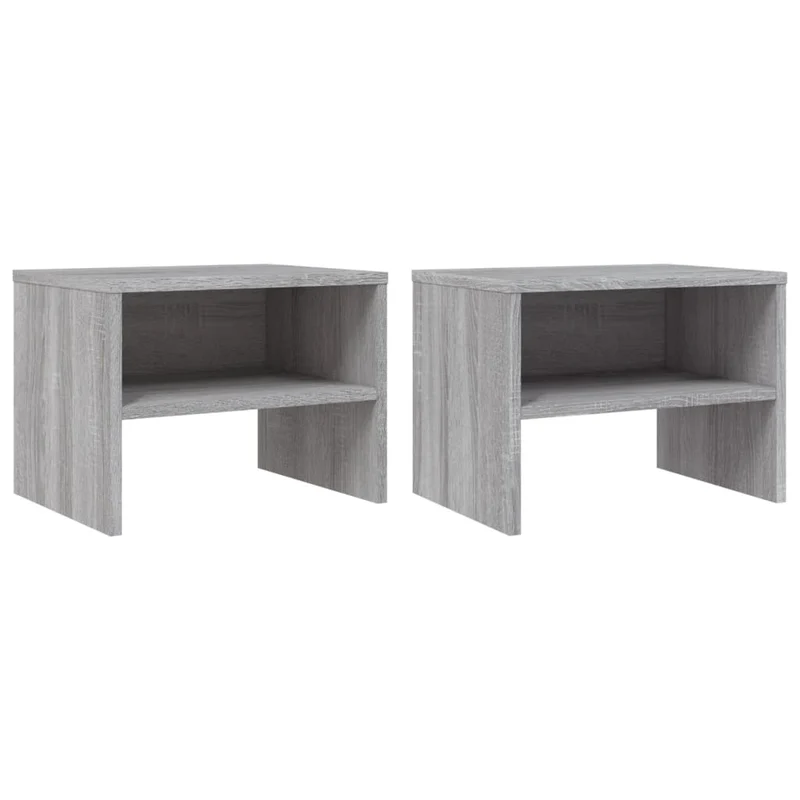 Lot de 2 tables de chevet avec étagère 40 x 30 x 30cm bois d'ingénierie gris DEC035660