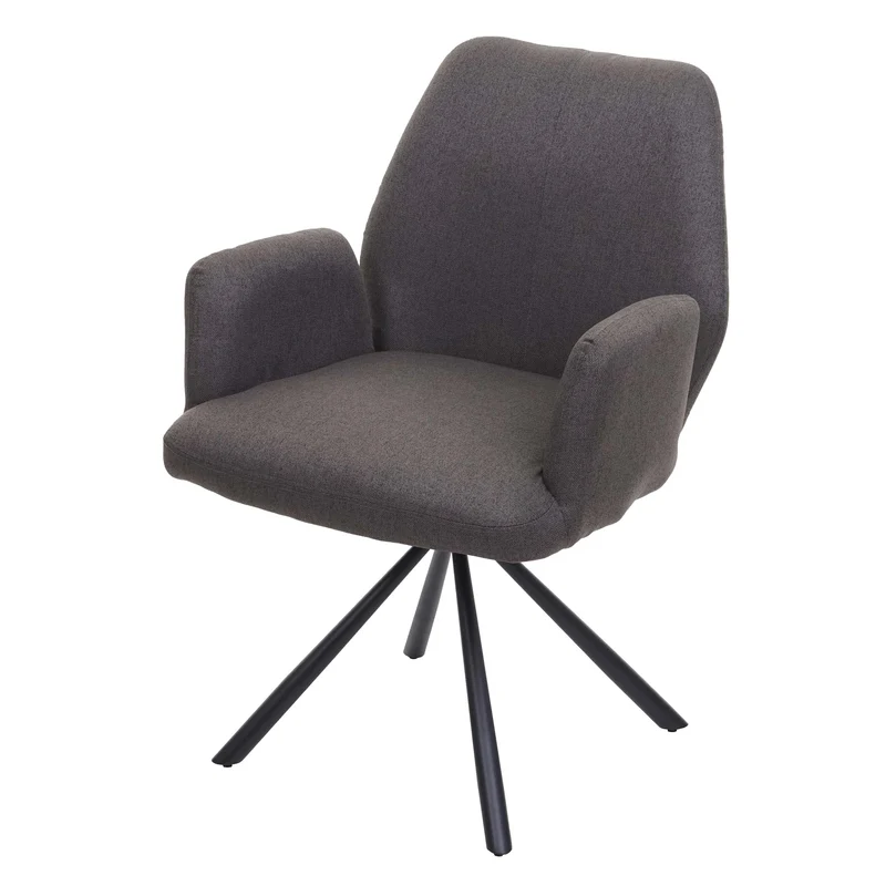 Chaise de salle à manger fauteuil de bureau en tissu gris-brun en acier design pivotant rétro et moderne 04_0002276