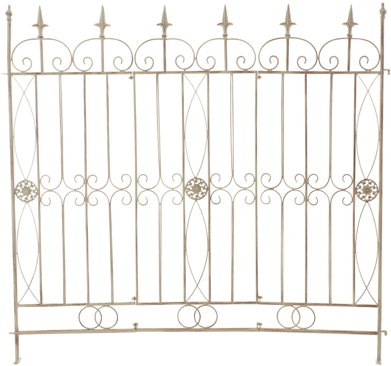 Clôture bordure de jardin 115x125 cm en métal crème vieilli 10_0002949