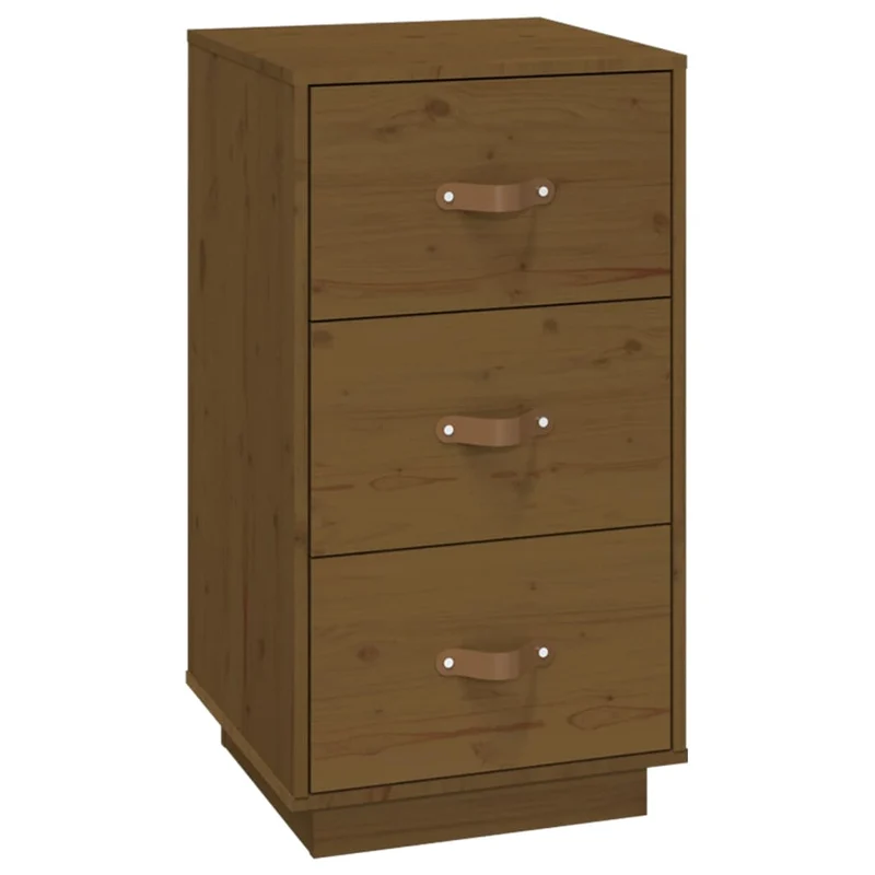 Table de chevet avec 3 tiroirs 40 x 40 x 75 cm bois de pin couleur marron miel DEC036214