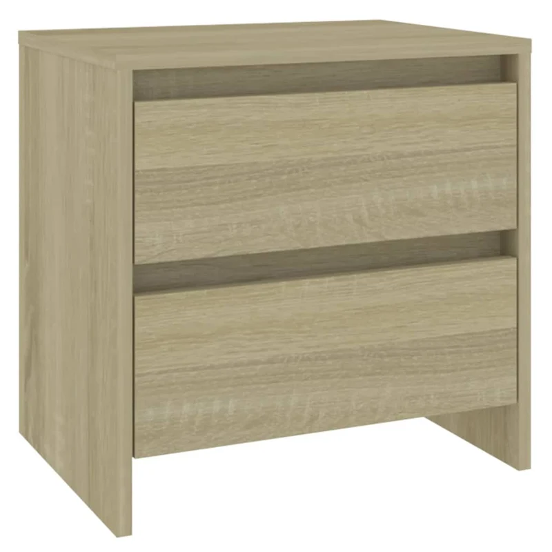 Table de chevet avec deux tiroirs 45 x 34,5 x 44,5 cm bois d’ingénierie culeur chêne DEC033880