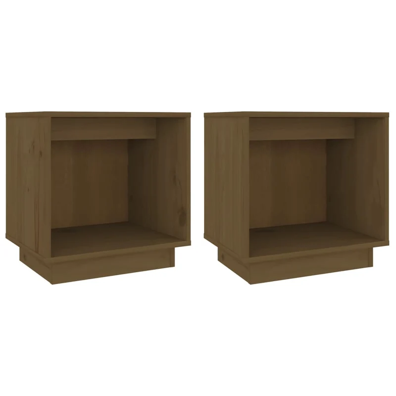 Lot de 2 tables de chevet avec compartiment ouvert 40 x 30 x 40cm bois de pin marron miel DEC035917