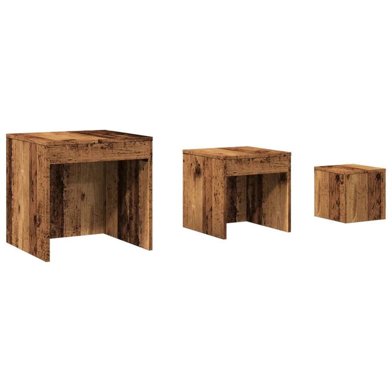 Lot de 2 tables d'appoint gigognes en bois d'ingénierie marron DEC032741
