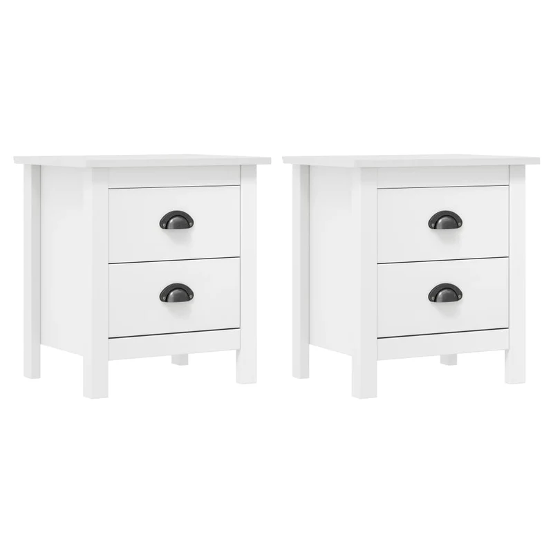 Lot de 2 tables de chevet avec deux tiroirs 46 x 35 x 49,5 cm bois pin blanc DEC036012