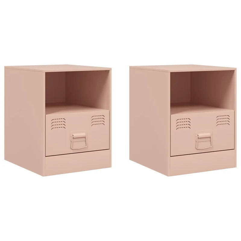 Lot de 2 tables de chevet avec tiroir et compartiment ouvert 34,5 x 39 x 44 cm acier rose DEC035622