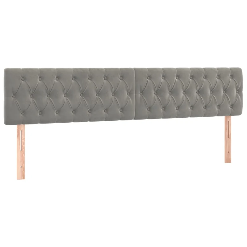 Tête de lit accessoire couchage chambre à coucher meuble à LED 200 x 7 x 78/88 cm tissu velours gris clair TDL0201307