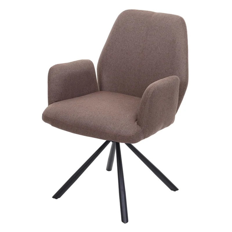 Chaise de salle à manger fauteuil de bureau en tissu marron en acier design pivotant rétro et moderne 04_0002273