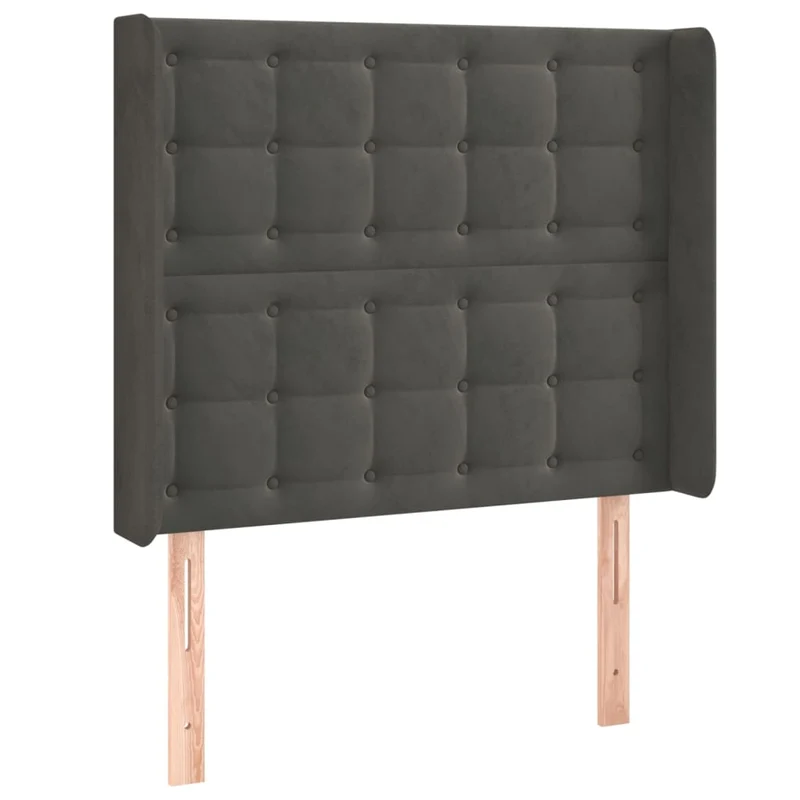 Tête de lit accessoire couchage chambre à coucher meuble à LED 103 x 16 x 118/128 cm tissu velours gris foncé TDL0201176